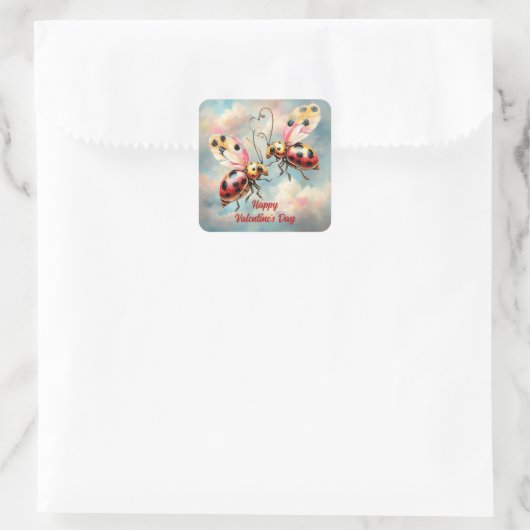 Romantic Ladybugs in Flight スクエアシール (バッグ)