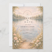 Romantic Lake Wildflower Forest Wedding セーブザデート (正面)