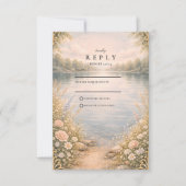 Romantic Lake Wildflower Forest Wedding 出欠カード (正面)