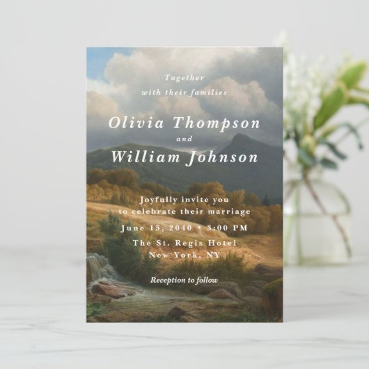 Romantic Landscape Painting Wedding Invitation 招待状 (スタンド正面)