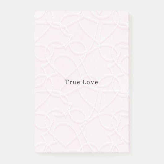 Romantic Large White Hearts Pink Valentine's Day ポストイット (正面)