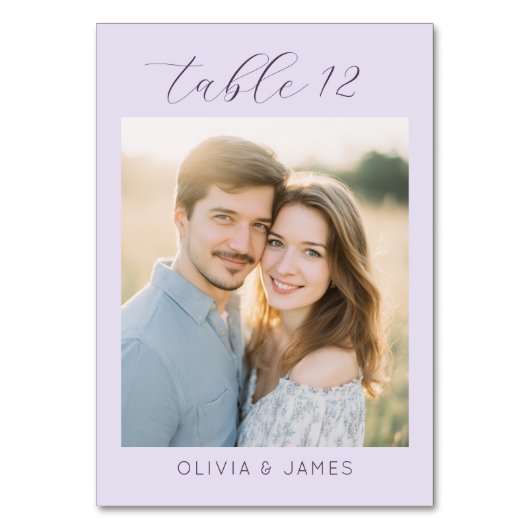 Romantic Lavender Elegant Photo テーブルナンバー (正面)