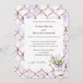 Romantic Lavender Floral Bow Wedding 招待状 (正面/裏面)