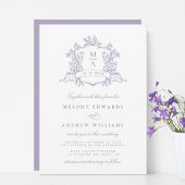 Romantic Lavender Floral Crest Wedding 招待状