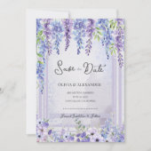 Romantic Lavender Wisteria Save the Date 案内状 (正面)