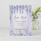 Romantic Lavender Wisteria Save the Date 案内状 (スタンド正面)