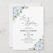 Romantic Light Blue Floral Bridal Shower  招待状 (正面)