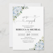 Romantic Light Blue Floral Engagement Party  招待状 (正面)