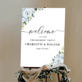 Romantic Light Blue Floral Engagement Party Poster ポスター