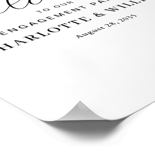 Romantic Light Blue Floral Engagement Party Poster ポスター (角)