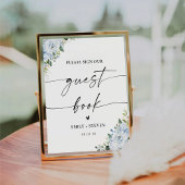 Romantic Light Blue Floral Guest Book Sign 台座サイン