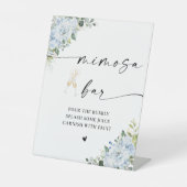 Romantic Light Blue Floral Mimosa Bar Sign 台座サイン (正面)
