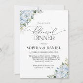 Romantic Light Blue Floral Rehearsal Dinner  招待状 (正面)