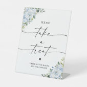 Romantic Light Blue Floral Take A Treat sign 台座サイン (正面)