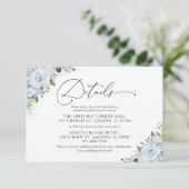 Romantic Light Blue Floral Wedding Details Card エンクロージャーカード (スタンド正面)