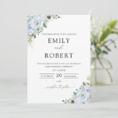 Romantic Light Blue Floral Wedding Invitation 招待状 (スタンド正面)