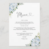 Romantic Light Blue Floral Wedding Menu メニュー (正面)
