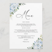 Romantic Light Blue Floral Wedding Menu メニュー (正面)