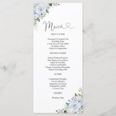 Romantic Light Blue Floral Wedding Menu メニュー (正面)