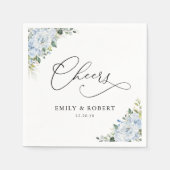 Romantic Light Blue Floral Wedding Napkins スタンダードカクテルナプキン (正面)