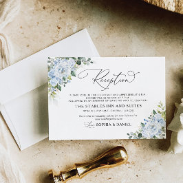 Romantic Light Blue Floral Wedding Reception Card エンクロージャーカード