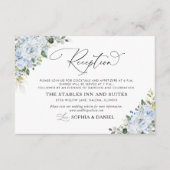 Romantic Light Blue Floral Wedding Reception Card エンクロージャーカード (正面)