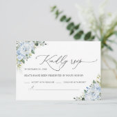Romantic Light Blue Floral Wedding RSVP Card (スタンド正面)