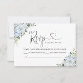 Romantic Light Blue Floral Wedding RSVP Card (正面)