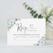 Romantic Light Blue Floral Wedding RSVP Card (スタンド正面)