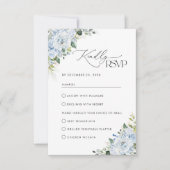 Romantic Light Blue Floral Wedding RSVP Card (正面)