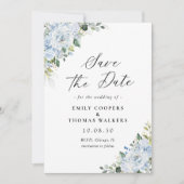 Romantic Light Blue Floral Wedding Save The Date セーブザデート (正面)