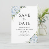 Romantic Light Blue Floral Wedding Save The Date セーブザデート (スタンド正面)