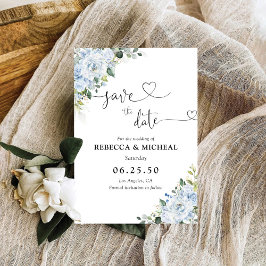 Romantic Light Blue Floral Wedding Save The Date セーブザデート