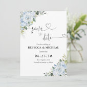 Romantic Light Blue Floral Wedding Save The Date セーブザデート (スタンド正面)