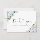 Romantic Light Blue Floral Wedding Thank You Card サンキューカード (正面)