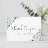 Romantic Light Blue Floral Wedding Thank You Card サンキューカード (スタンド正面)