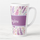 Romantic lila pink Pastel Botanical Spring Meadow カフェラテマグ (右)