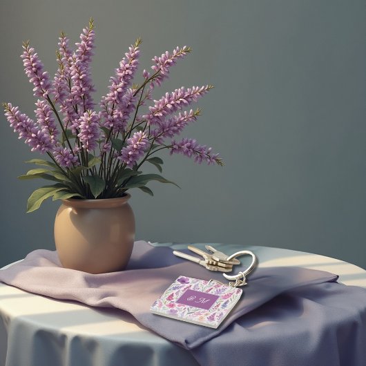 Romantic lila pink Pastel Botanical Spring Meadow キーホルダー