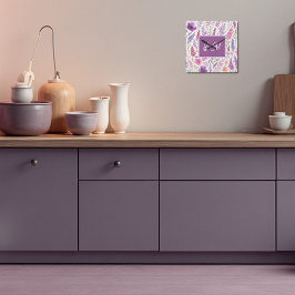 Romantic lila pink Pastel Botanical Spring Meadow スクエア壁時計