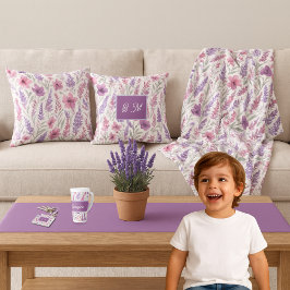 Romantic lila pink Pastel Botanical Spring Meadow フリースブランケット