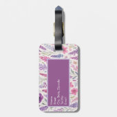 Romantic lila pink Pastel Botanical Spring Meadow ラゲッジタグ (裏面縦)