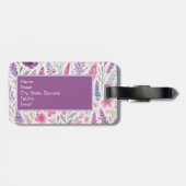 Romantic lila pink Pastel Botanical Spring Meadow ラゲッジタグ (裏面横)