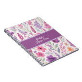 Romantic lila pink Pastel Botanical Spring recipe ノートブック (右側)