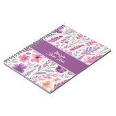 Romantic lila pink Pastel Botanical Spring recipe ノートブック (左側)