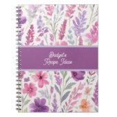 Romantic lila pink Pastel Botanical Spring recipe ノートブック (正面)