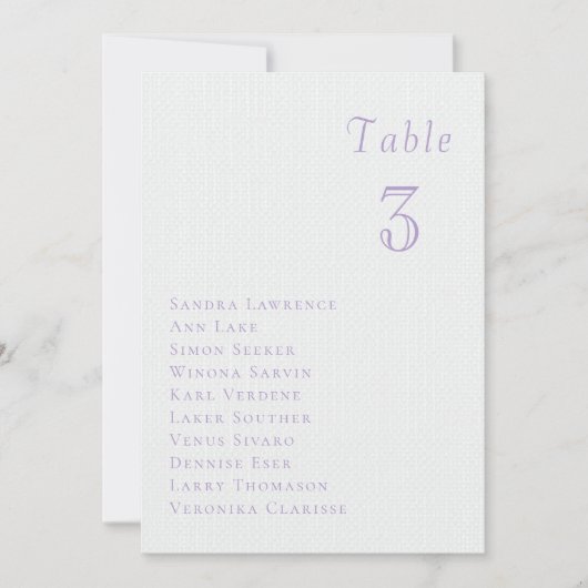Romantic lilac floral Wedding Table Seating Card 招待状 (正面)