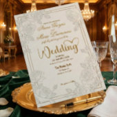 Romantic Line Art Rose Faux Gold Foil Wedding  招待状