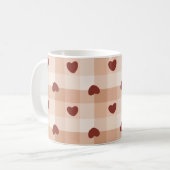 Romantic little hearts and brown gingham checks コーヒーマグカップ (正面左)