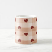 Romantic little hearts and brown gingham checks コーヒーマグカップ (中央)