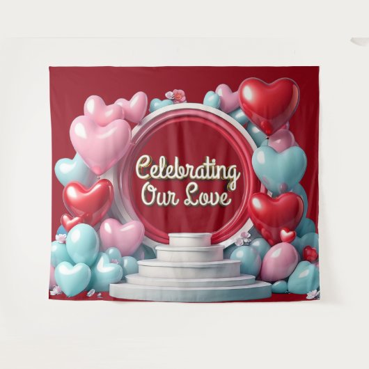 Romantic Love Balloon Arch Banner Backdrop タペストリー (正面(横))